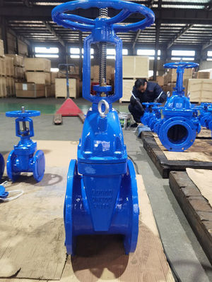 GGG40 / GGG50 Wedge Gate Valve With Cap And Gearbox And Electric Actuator